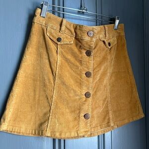 UO corduroy button up a-line skirt